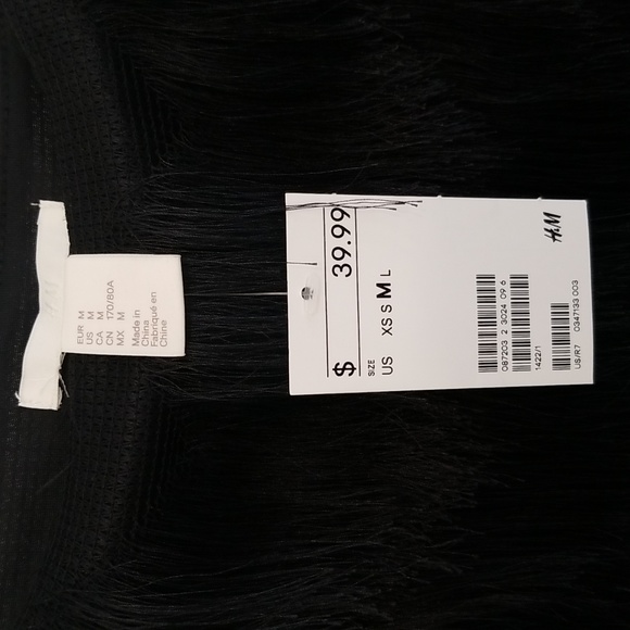 NWT H&M Chevron Cut Fringe Skirt / Size Medium / Black - Picture 6 of 7